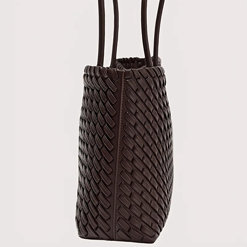 Light Luxury Woven Tote: Large Capacity Women’s Work & Travel Bag