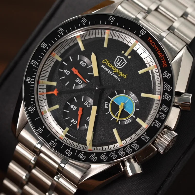 Watchdives WD1863 New Multifunctional Quartz Watch Black VK63 Sports Chronograph Watch Bubble Sapphire Waterproof 100 Wristwatch