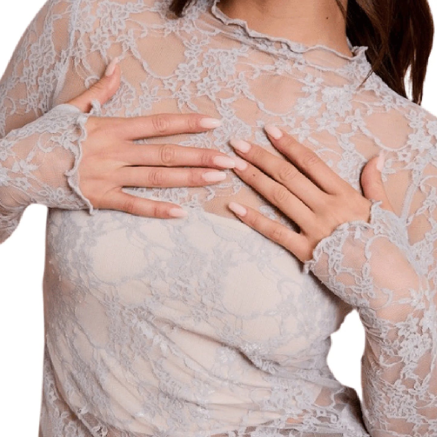 Y2K Floral Lace Mesh Top