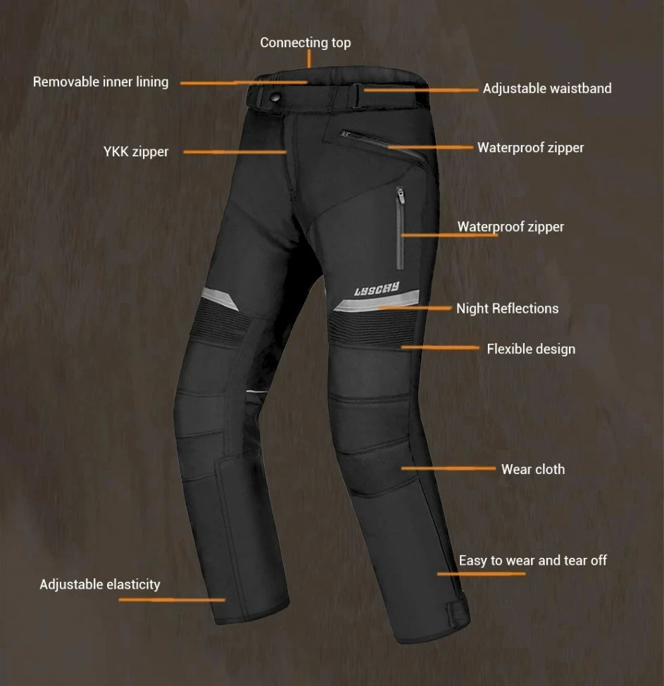 LYSCHY Motorcycle Jacket Pants Suit Cold-proof Waterproof Winter Men Motorbike Riding Moto Jacket Protective Gear Armor Clothing