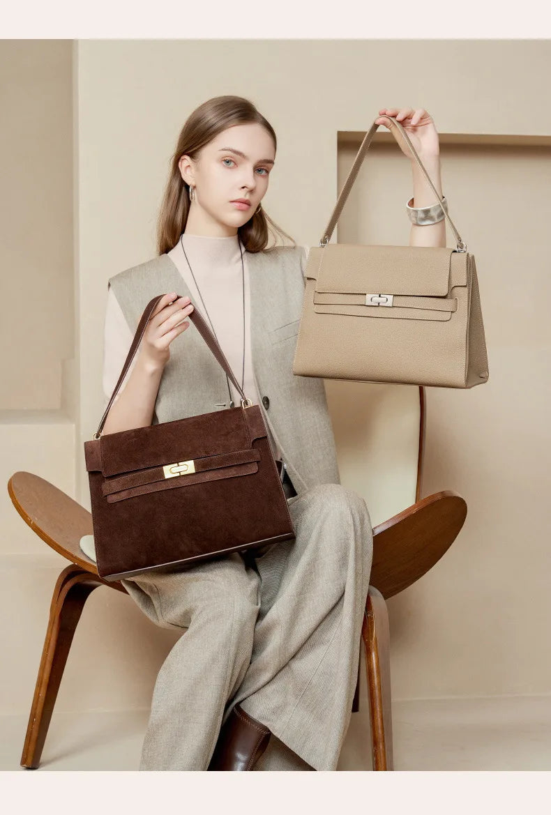 Women's Large Capacity Tote Bag 2025 New Vintage Suede Leather Spacious Crossbody Bag Commuting Versatile Trendy Premium Handbag