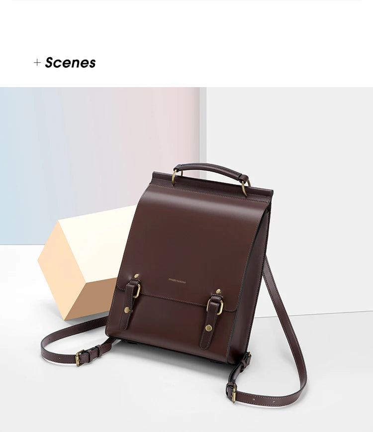 Cnoles Vintage Women's Leather Backpack Casual Shoulder Bag Travel Purse for Girls College School Book Bag