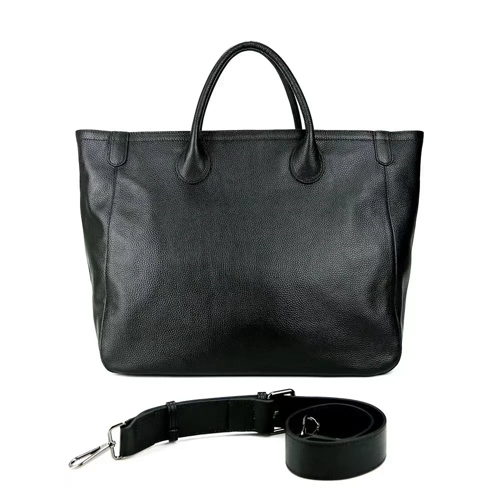Roomy Women Bag Genuine Leather Handbag Luxury Cowhide Casual Tote Thick Real Natural Leather Bucket Shopper Daily Bag Big Purse