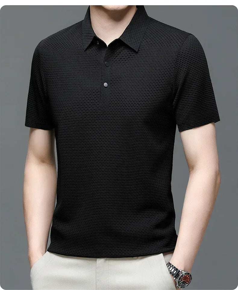 Men's Ice Silk Polo Shirt – Breathable Smart Casual Tee