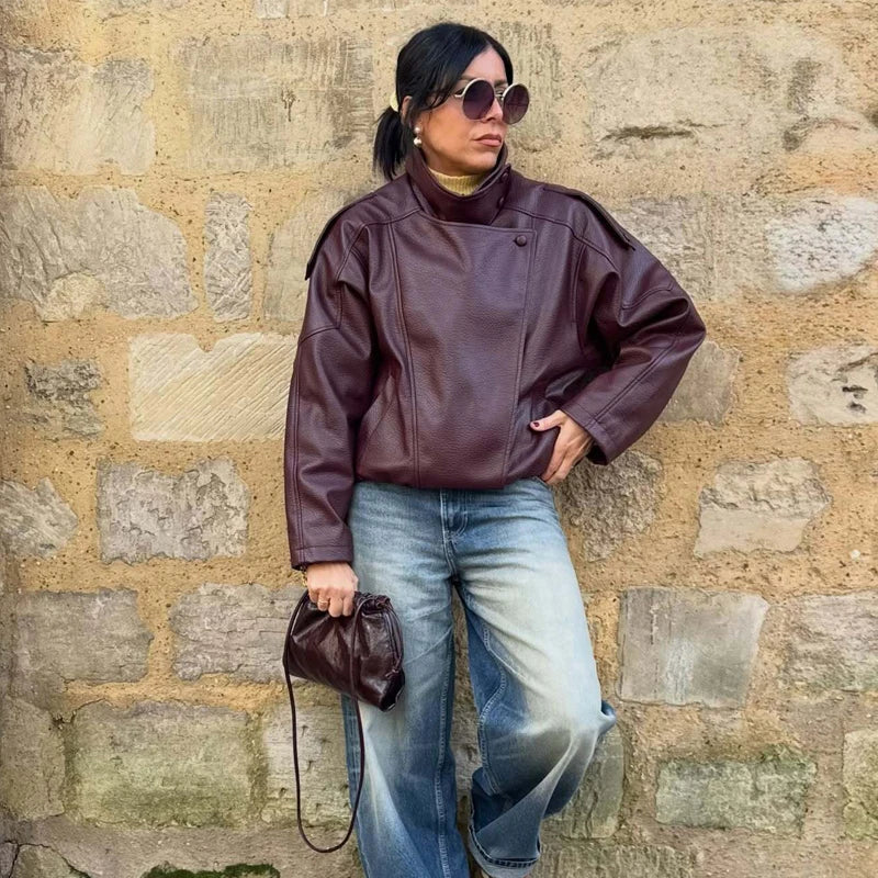 MUJER Faux Leather Windbreaker Jackets for Women Fashion Jacket Woman Warm Winter Women's Coat Outerwears Overcoat Female