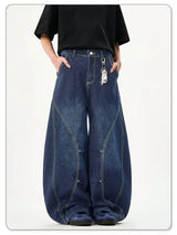 Unisex Blue Wide-Leg Balloon Jeans