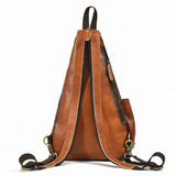 Single Shoulder Bagpack Genuine Leather Chest Bag Outdoor Riding Bag Chest Packs For Biker Men Male Sling Bags Cow Leather
