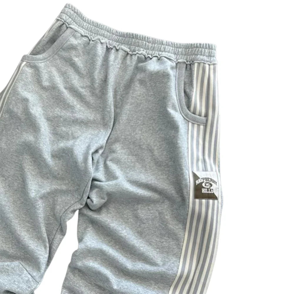 Striped High-Waist Baggy Cotton Pants
