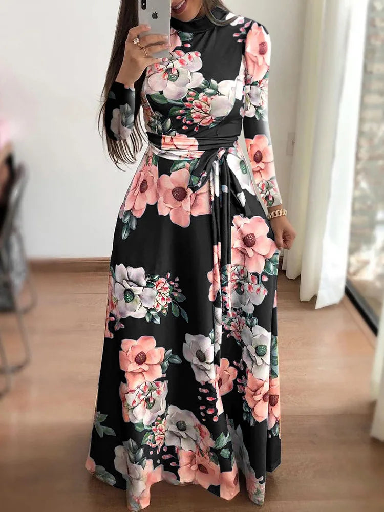 Floral Print Floor-Length Maxi Dress