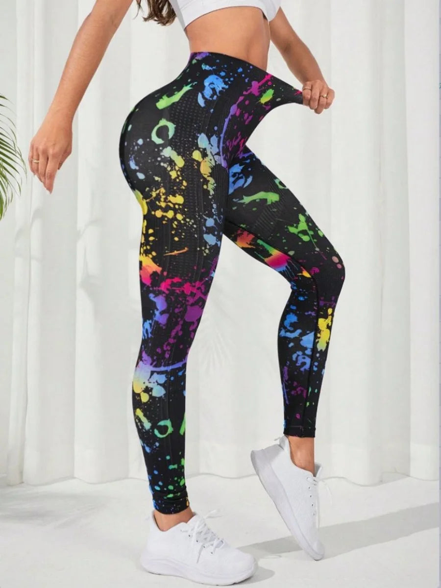 Women's 3D Tie-Dye Seamless Push-Up Leggings