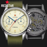 Red Star Retro 1963 Chronograph ST1901 Hand Winding Movement Air Force Pilots Aviation Sapphire Men Mechanical Watch Waterproof
