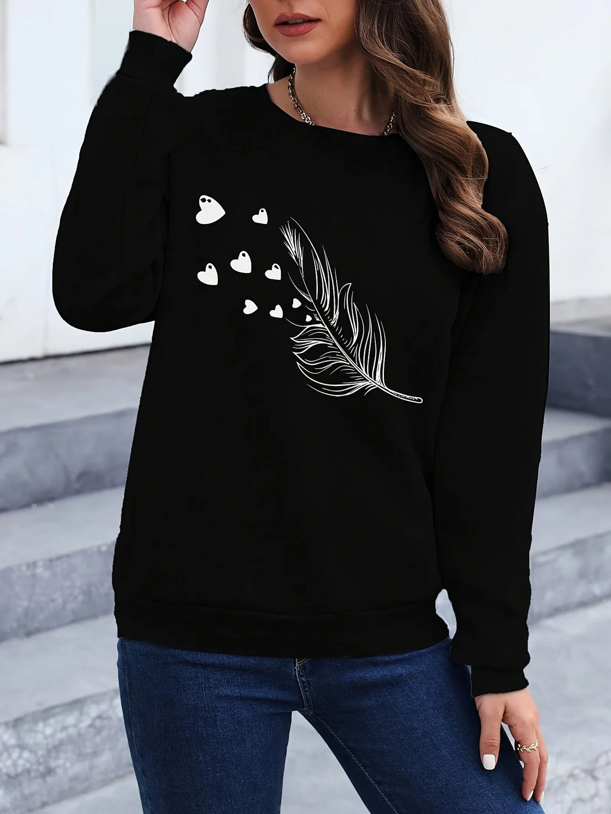 Loose Sweatshirt Casual Long Sleeve Women Autumn and Winter  Comfortable Pullover Crewneck Loose Female Clothes Graphic Y2K Top