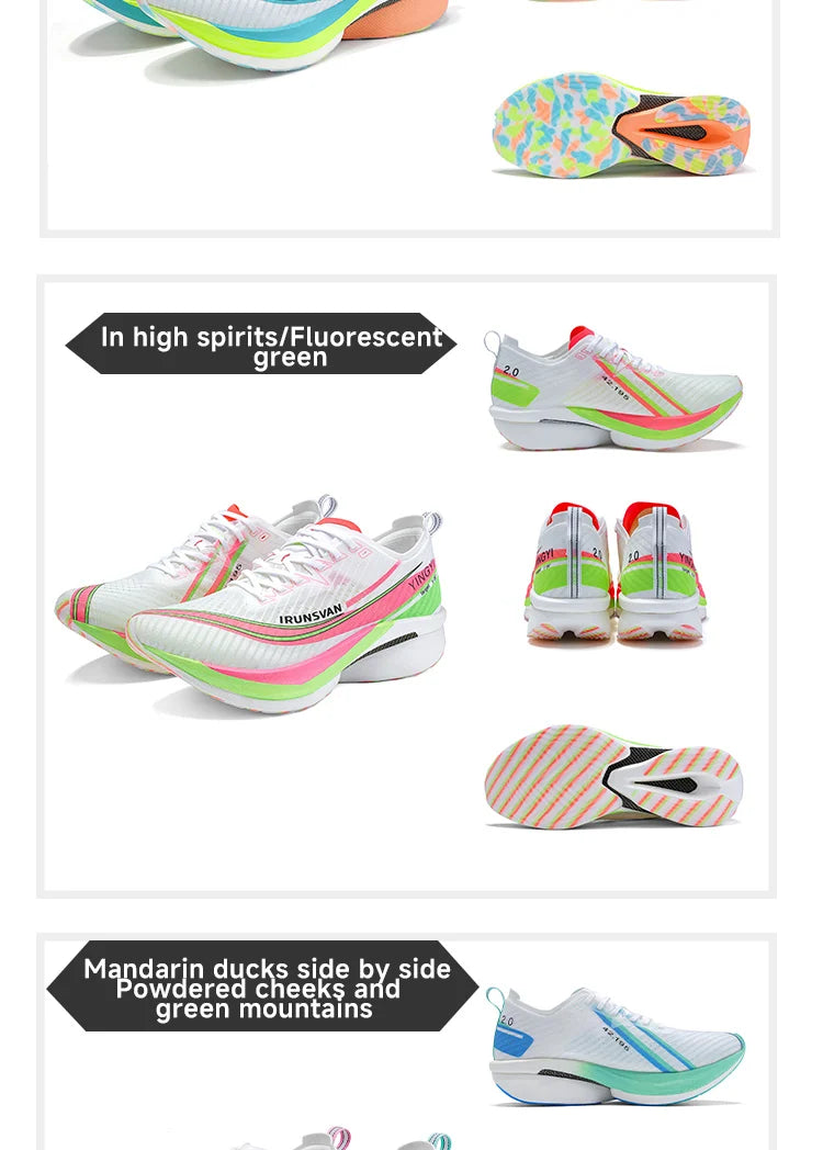 IRUNSVAN Shadow Wing 2.0 Carbon Plate Professional Marathon Running Shoes Men Lightweight Cushioning Training Outdoor Sneakers