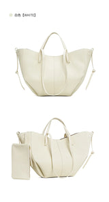 2025 leather shoulder bag versatile niche handbag, top layer cowhide commuting high-end feeling, large capacity tote bag for wom