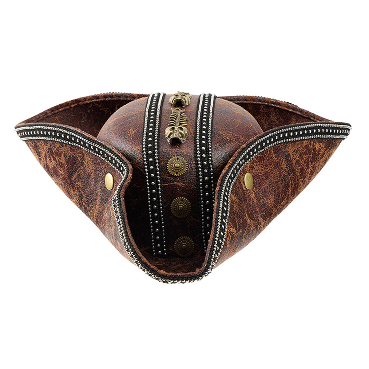 Pirate Hat for Women Men Creative PU Leather Tricorn Costume Hat for Halloween Cosplay Party Supply Costume Props