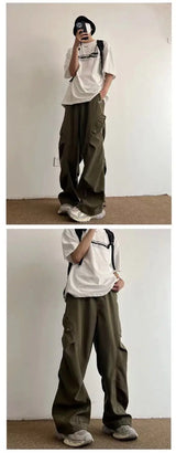 Techwear Parachute Cargo Pants - Men's Hip Hop Wide Leg Streetwear