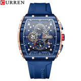 Men’s Sport Quartz Watch – Yellow Silicone Strap, Luminous Auto Date Square Dial