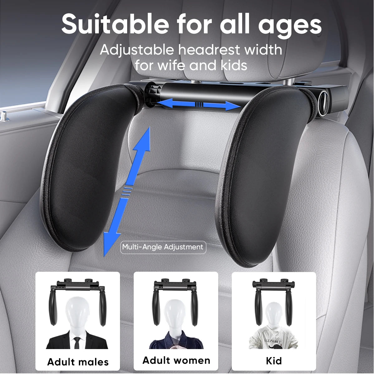 Car Headrest Pillow,Thickened Memory Foam Road Pal Headrest,Neck Support Pillow,180° Adjustable Car Headrest,Travel Car Sleeping