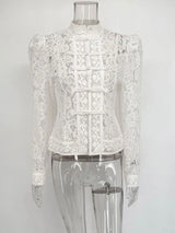 Summer Elegant Lace Hollow Out Party Blouse