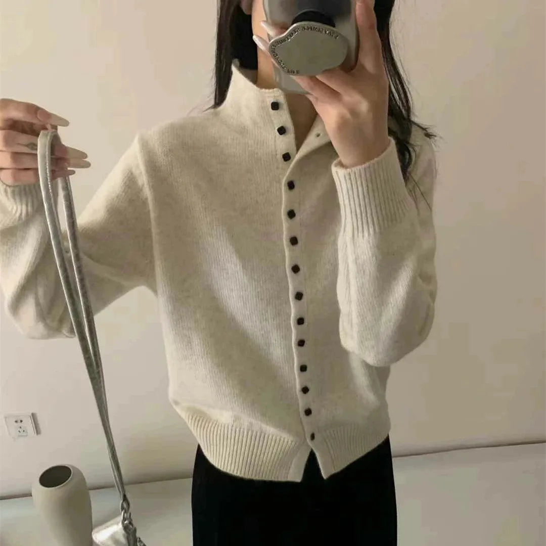 Women's Stand Collar Knit Cardigan Sweater
