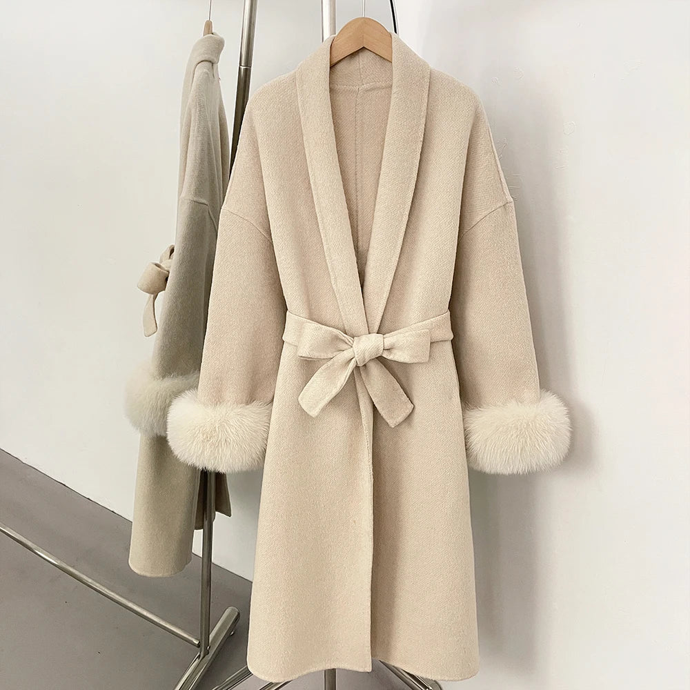 Double-Sided Wool & Fox Fur Jacket