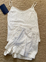 Strawberry Vest Shorts 2 Pieces Set Woman Eyelet Bow Slim Tank Top with Elastic Waist Patchwork Straight Short Pant Sweet Sets