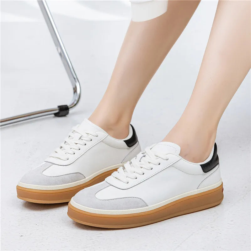 MORAZORA Women's Genuine Leather Platform Sneakers