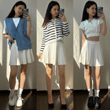 Elegant Knit Pleated Mini Skirt for Women