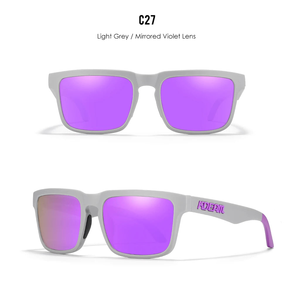 KDEAM Men's Polarized Sunglasses Fishing Lifestyles Mirrored Color Blocking Sun Glasses Women Legend Square Sunglass With Box