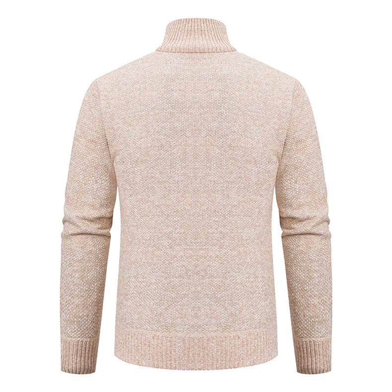 Men’s Fleece-Lined Stand Collar Cardigan