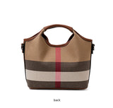 Leather plaid handbag, large-capacity mother bag, shopping basket, one-shoulder handbag