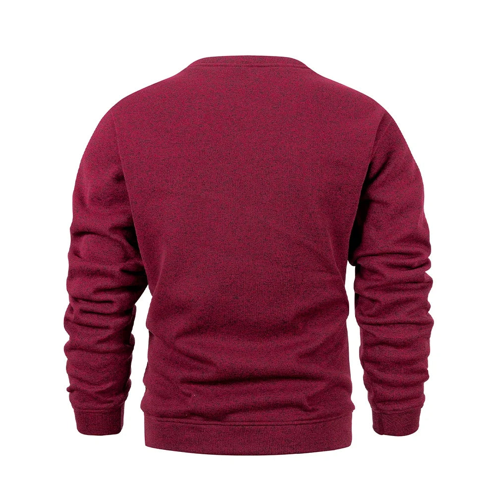 New Mens Round Neck Sweatshirt Solid Color Loose Casual Pullover Men Fashion Warm Long Sleeve Hoodies Men Clothing