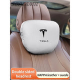 Car Double-Sided Suede Leather Headrest Neck Support Pillow Seat Waist Cushion Tesla Cybertruck Model 3 Model Y Model S Model X