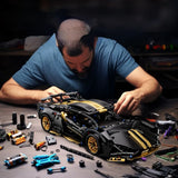 Technology 1:14 Black Supercar racing building blocks assembled brick car toy gift for boys birthday present
