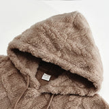 Autumn and Winter Leisure Men's High Street Jacquard Double-Sided Velvet Hooded Sports Trend Pullover Sweater Jacket