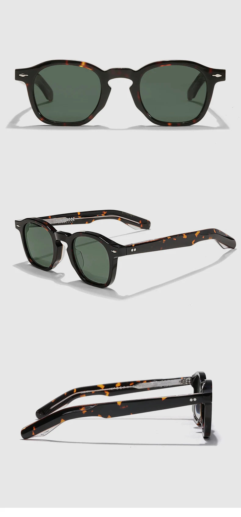 Tortoiseshell Round Acetate Sunglasses – UV400 Polarized