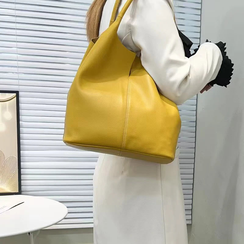 Luxury Soft Leather Bucket Bag | Large Women’s Shoulder Bag