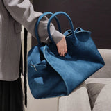 High Quality Autumn Winter New Matte Suede Tote Bag Large Capacity Commuter Casual Portable Shoulder Genuine Leather Women's Bag