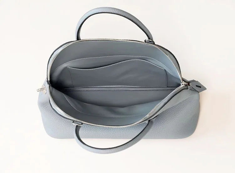Premium Semi-handmade First-layer Cowhide Bowling Bag Portable Shoulder Large Shell Bag Commuting Temperament Versatile