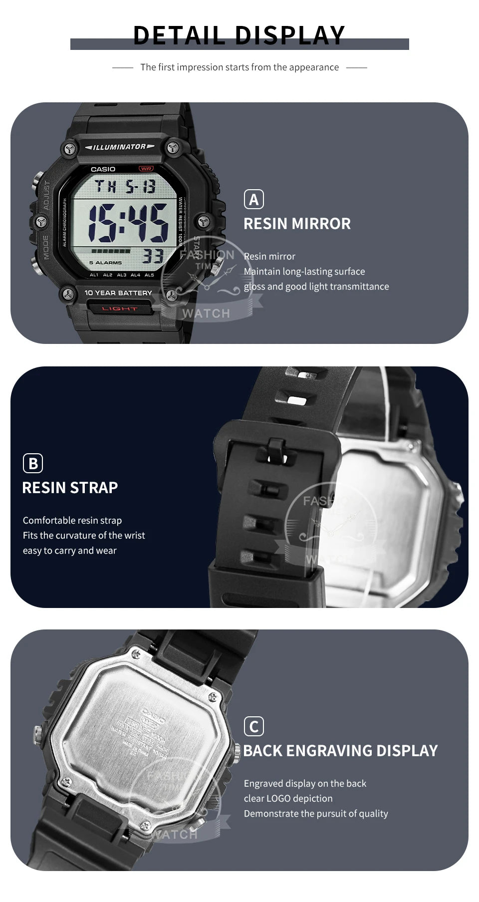 Casio Men’s Sport Digital Watch | 100M Water Resistant & Multi-Time Zone | AE-1600H-1A
