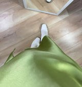 Women's Satin Midi Skirt – Elegant A-Line with Slit