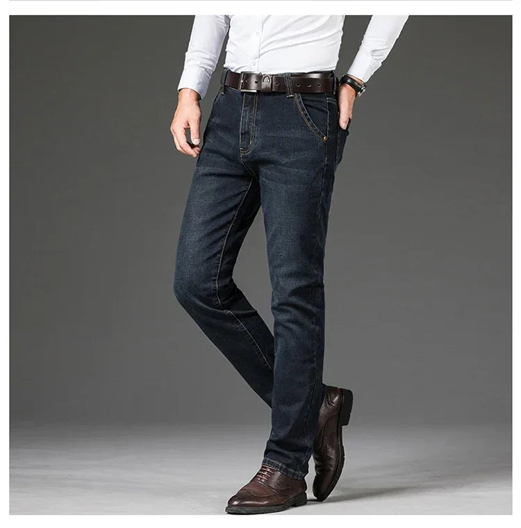 Men's Classic Straight-Leg Denim Jeans | Blue & Black