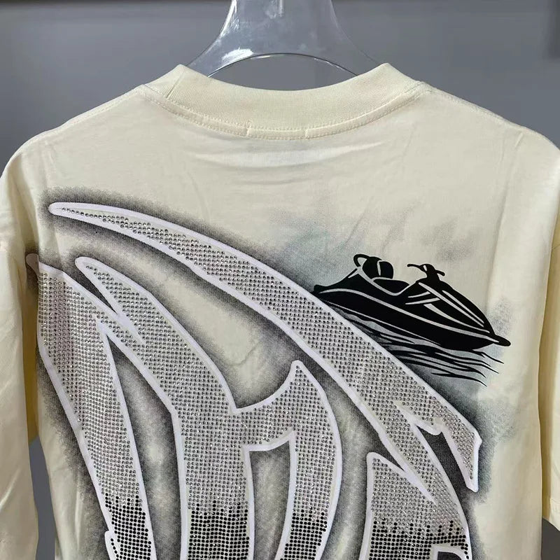 MIXED EMOTION Oversized Cotton Rhinestone T-Shirt