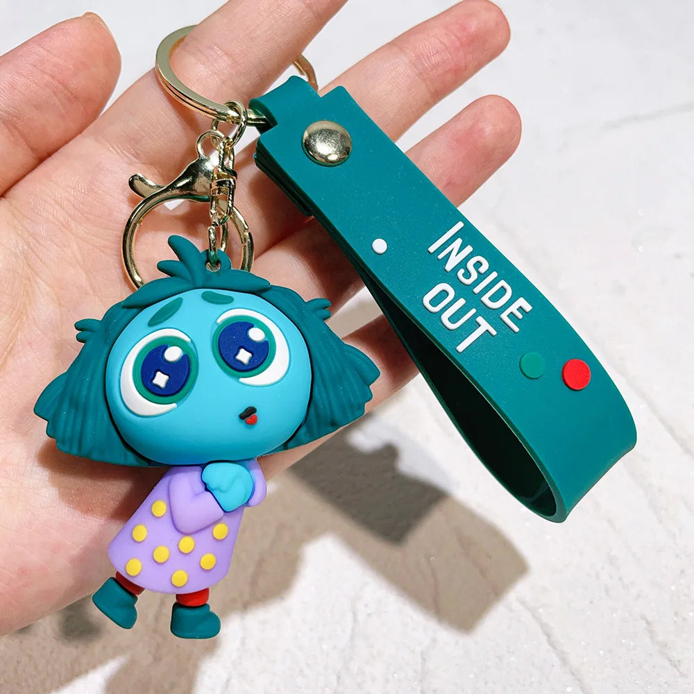 Anime Inside Out 2 Keychain Cartoon Cute Joy Sadness Anger Fear Doll Figure Keyring Schoolbag Lanyards Pendent Christmas Gift
