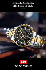 VA VA VOOM Men’s Luxury USA Business Diver Watch – Stainless Steel Quartz Chronograph