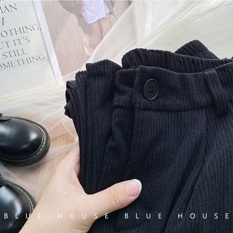 Women's High-Waist Corduroy Wide-Leg Pants