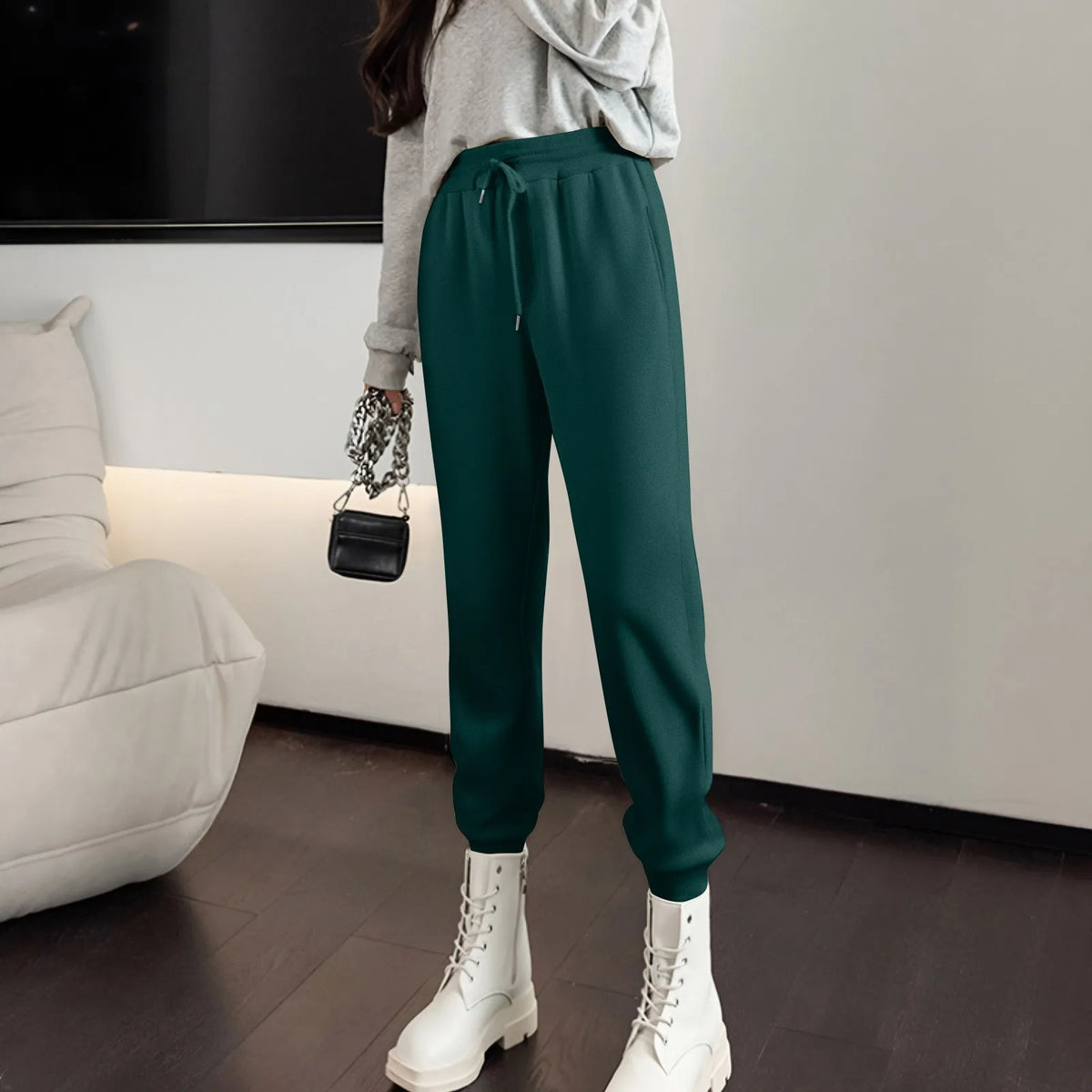 Women's High-Waist Drawstring Straight-Leg Pants