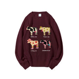 Cute Cartoon Cow Print T-Shirt Pure Cotton Washed Shoulder Round Neck Neutral Style Fashion Trend New High Quality Short Sleeves