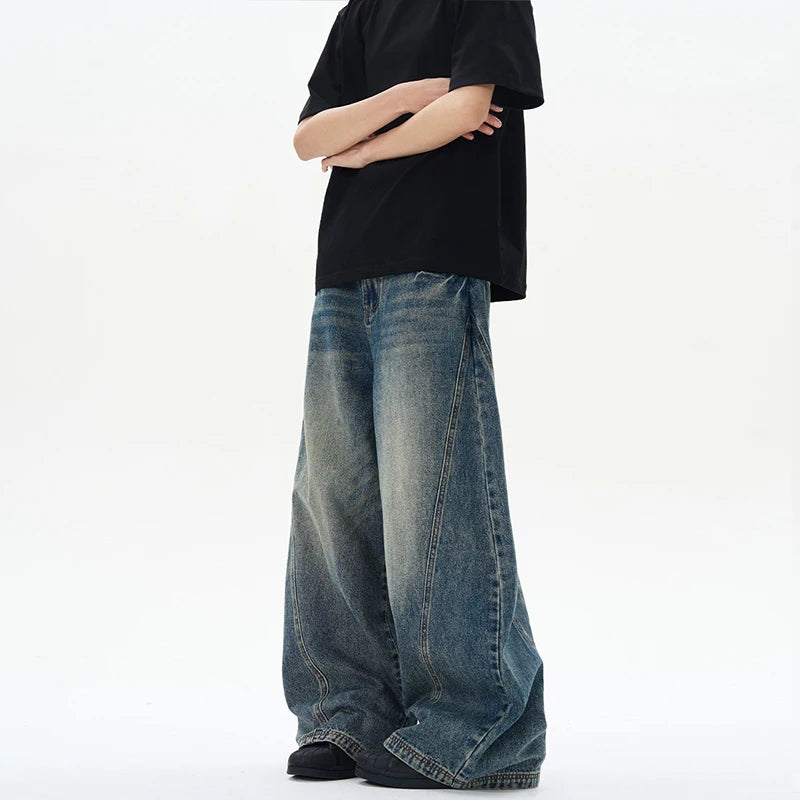 Men's Vintage Wide-Leg Denim Jeans | Relaxed Streetwear Fit