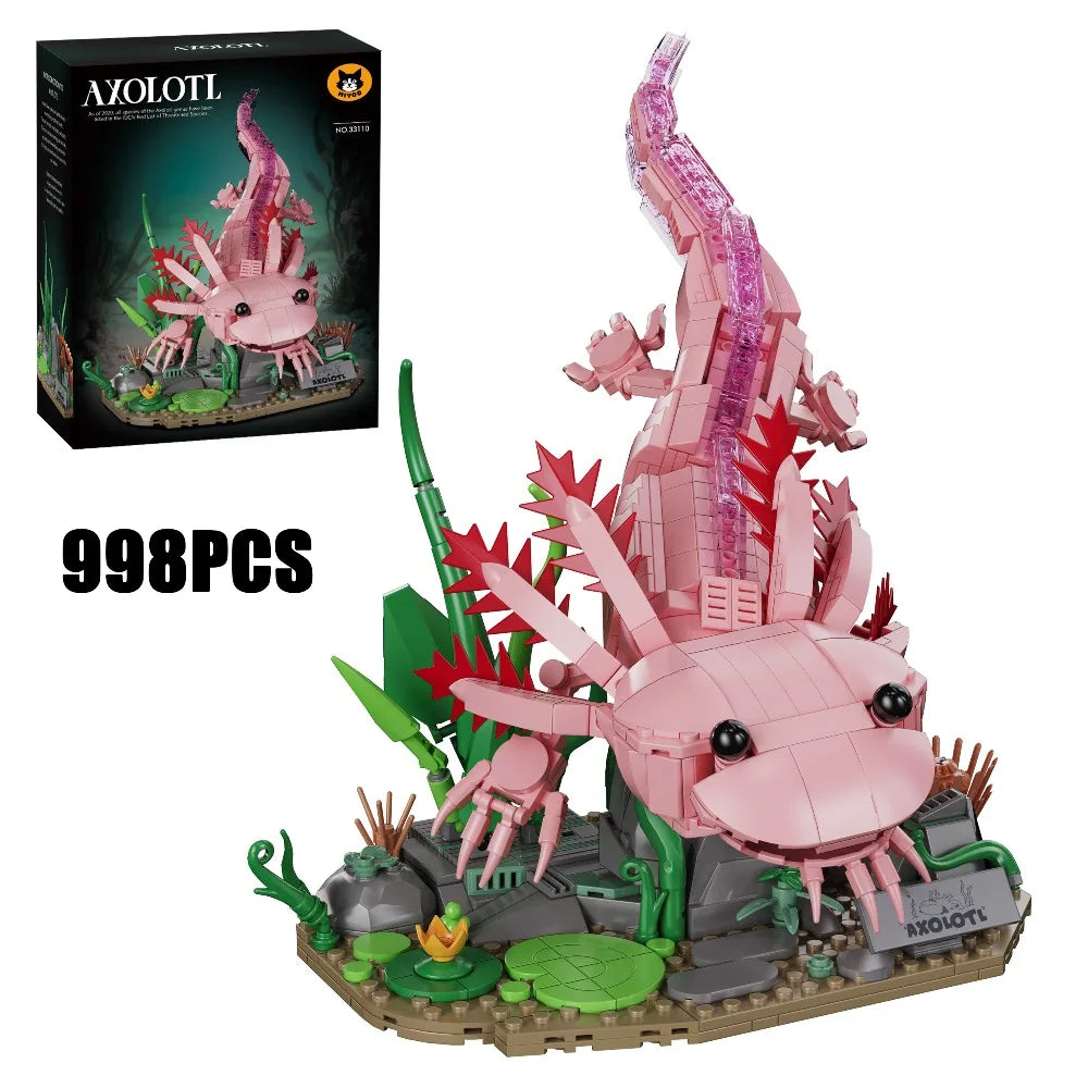 998PCS Creative Aquatic Amphibian Axolotl Model Building Blocks Construction Bricks Toy Gift For Adult